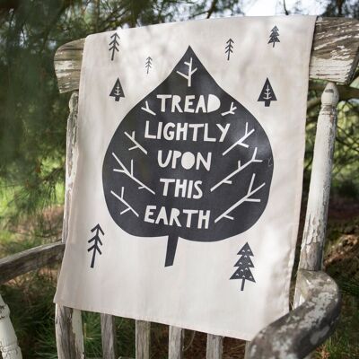 Into the forest I go, screen-printed, organic cotton tea towel - perfect for camping, cabin decor, nature-lovers, RV or campervan