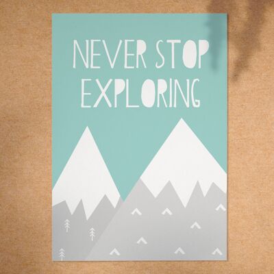 Never Stop Exploring - A4 Print