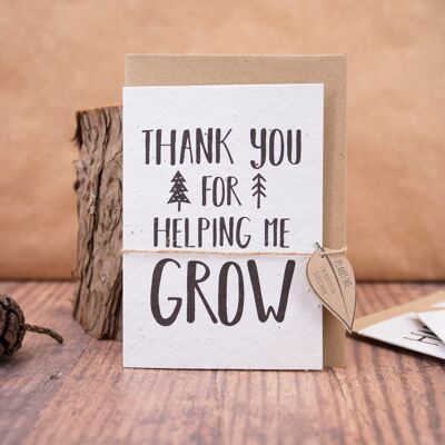 Gracias por ayudarme a crecer, tarjeta de papel con semillas