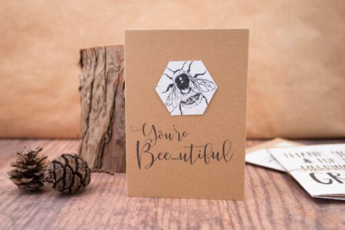 You're Beeautiful, Seeded Paper Bee Card