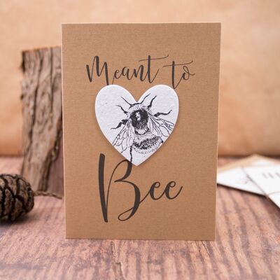 Destinado a abeja, tarjeta de corazón de papel con semillas