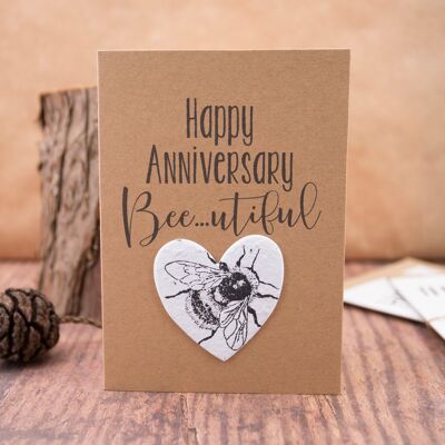 Happy Anniversary Beeautiful, Seeded Paper Heart Card
