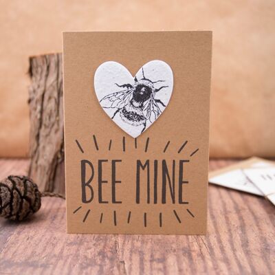 Bee Mine, tarjeta de corazón de papel con semillas