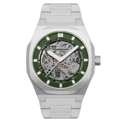 ES-8142-33 - Reloj esqueleto automático para hombre - Brazalete de acero inoxidable - 3 agujas - Drake