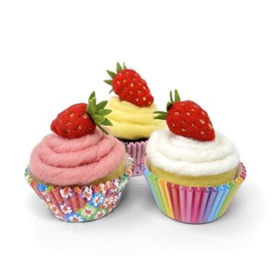 Erdbeer-Cupcakes Nadelfilz-Bastelset