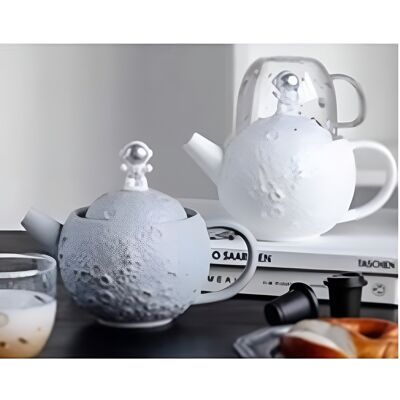 Astronaut  Planet Set Tea pot 350 ml with  glass cup in gift box - DF-435