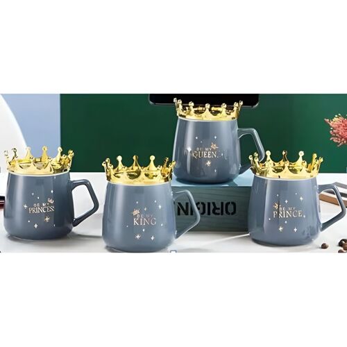 Coffee mug with golden crown  lid DF-438