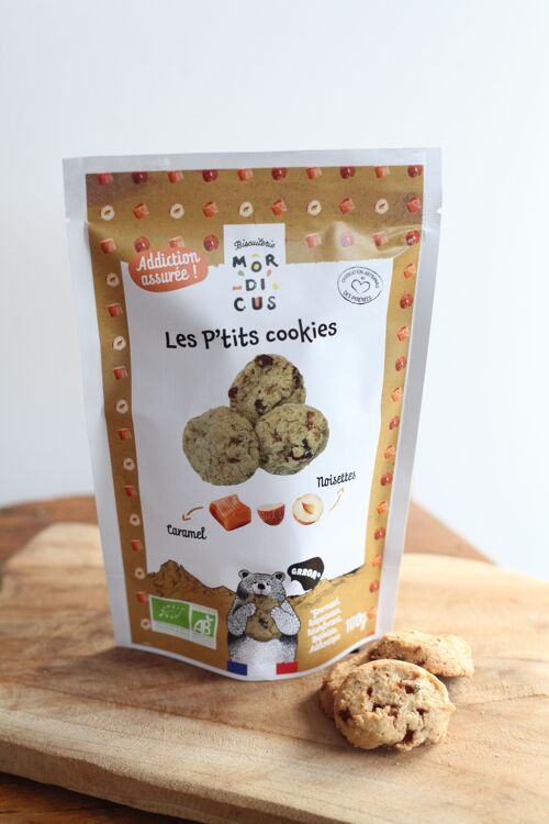 GAMME BIO - BISCUITS SUCRÉS - COOKIE CARAMEL & NOISETTES - SACHET STAND UP