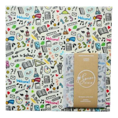 Beeswax wrap Large 33x33cm: COOL SCHOOL