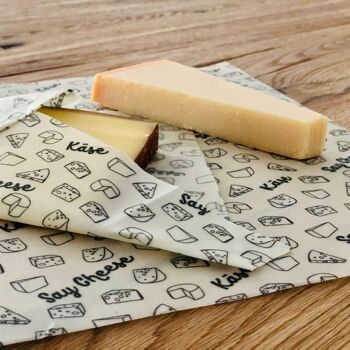 Wrap cire d'abeille Large 33x33cm: FROMAGE, dis FROMAGE 2
