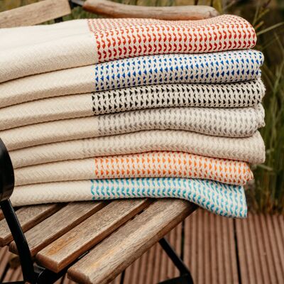Echarpe Lot de 10 "Serviettes Gordion" | ou une serviette pour la terrasse en 100% coton - très belles franges nouées à la main