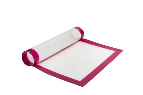 Tapis de cuisson réutilisable pour four en silicone et fibre de verre rose