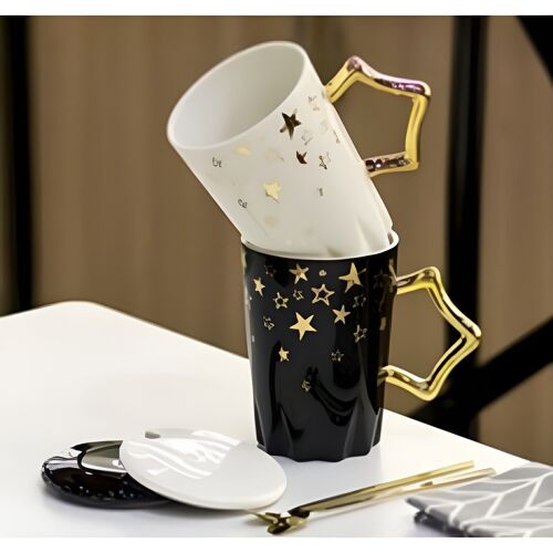 200ml Luxury Marble Ceramic Coffee Cups And Saucers Set With Gold Stan –  Yahan Sab Behtar Hai!