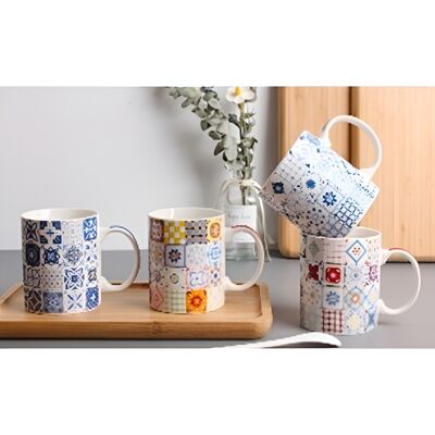 Ceramic mug in 4 colours in egg-box of 12 pieces