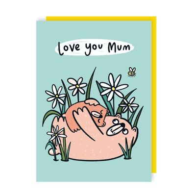 Paquete de 6 tarjetas del día de la madre con oso amor