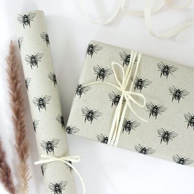 Wrapping paper made from grass paper, wild bee