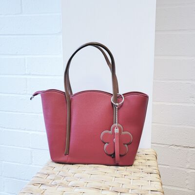 Lovely Womens tote Flower Charm Sac à bandoulière avec longue bandoulière réglable-75009 Rouge