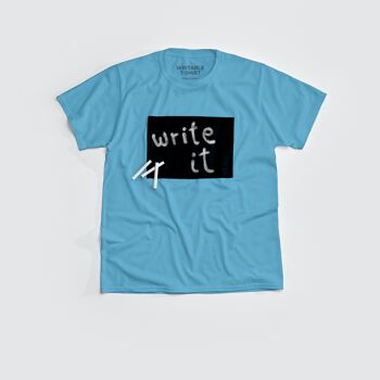 t-shirt inscriptible BLOCK turquoise 1