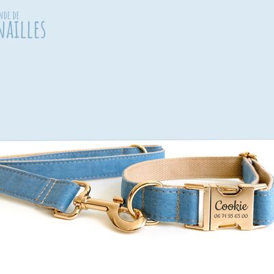 Denim Blue Cotton Dog Leash