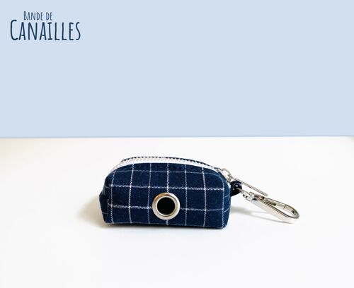 Pochette sac à crotte Cotton Carreaux Bleu Marine