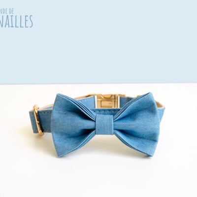 Denim Blue Cotton Bow Tie