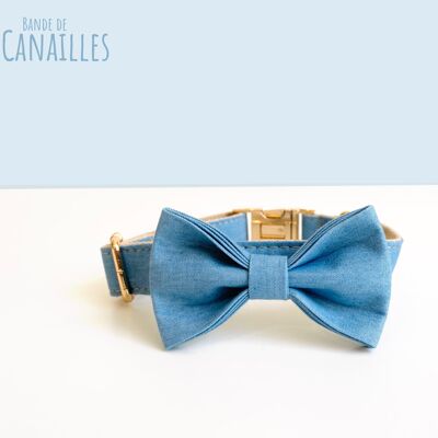 Denim Blue Cotton Bow Tie