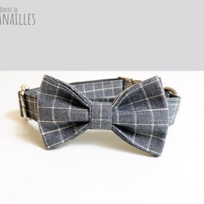 Gray Check Cotton Bow Tie