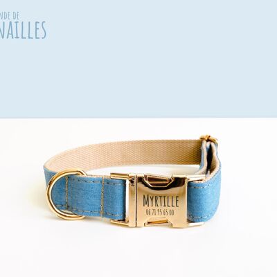 Collare per cani in cotone blu Jean