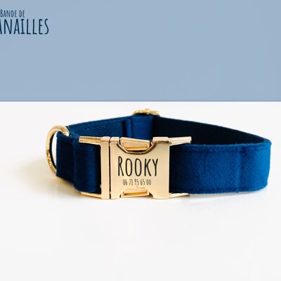 Navy Blue Velvet Dog Collar