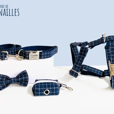 Navy Blue Checked Cotton Dog Complete Kit