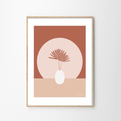 Illustration Poster Palm Leaves Terracotta