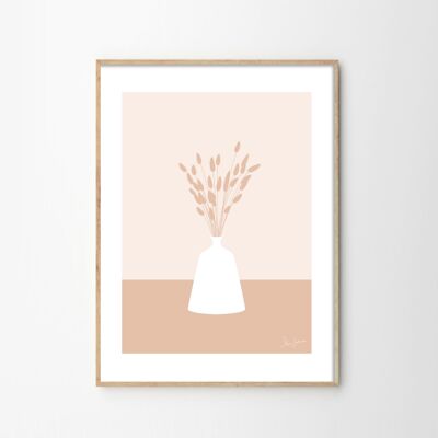 Poster di illustrazione della famiglia Pennisetum rosa pastello
