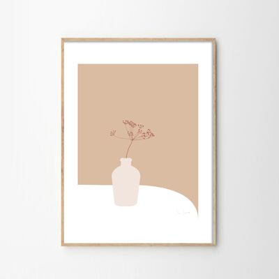 Poster di illustrazione del fiore di carota selvatica in terracotta