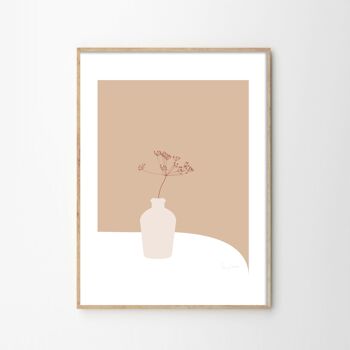 Affiche illustration Fleur de Carotte Sauvage terracota 1