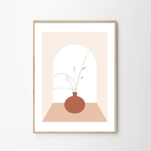Affiche illustration Pennisetum Subtil vase terracota