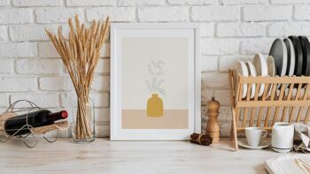Affiche illustration Branche verte avec vase moutard 4