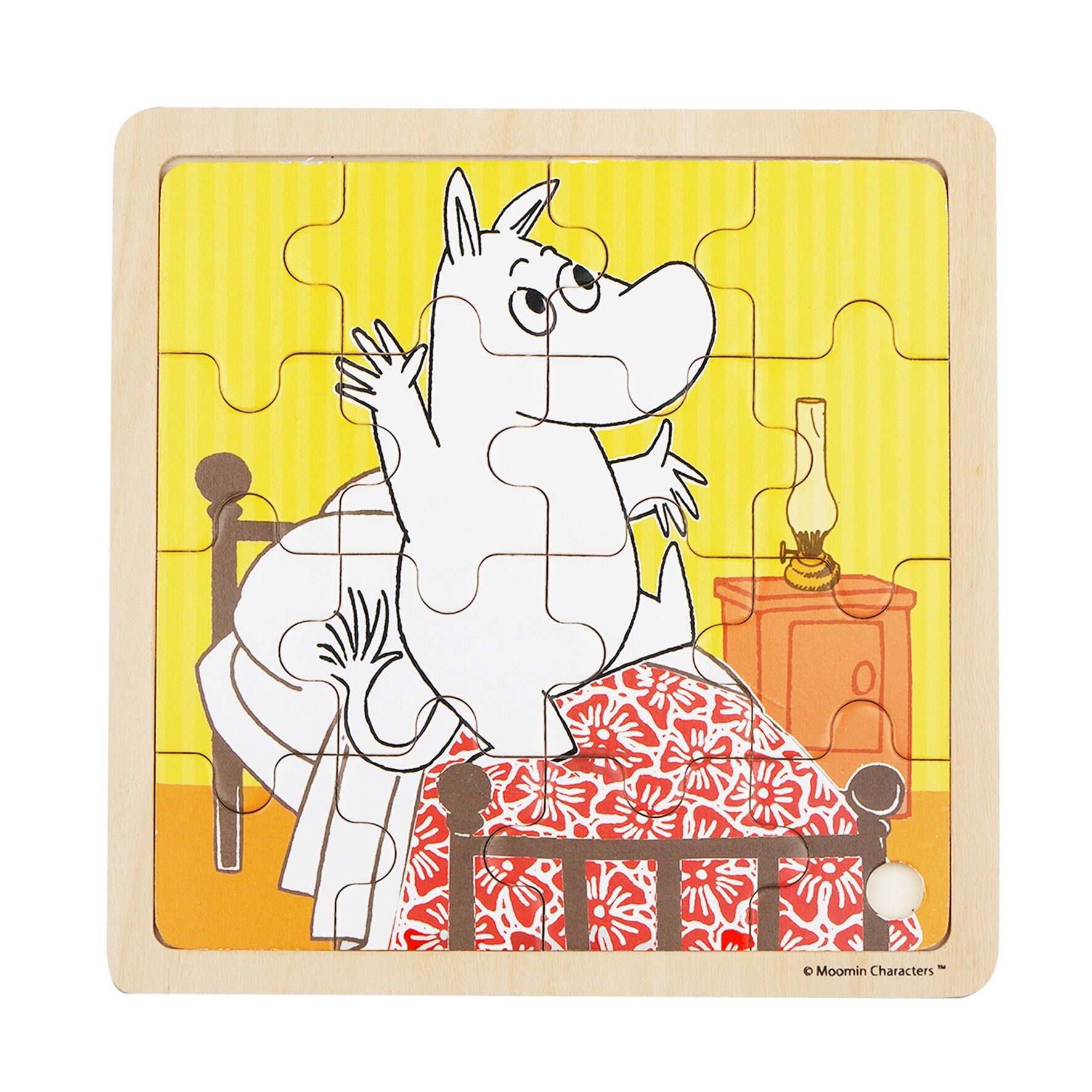 Mumin - Quadratisches Holzpuzzle - Springen vor dem Schlafengehen