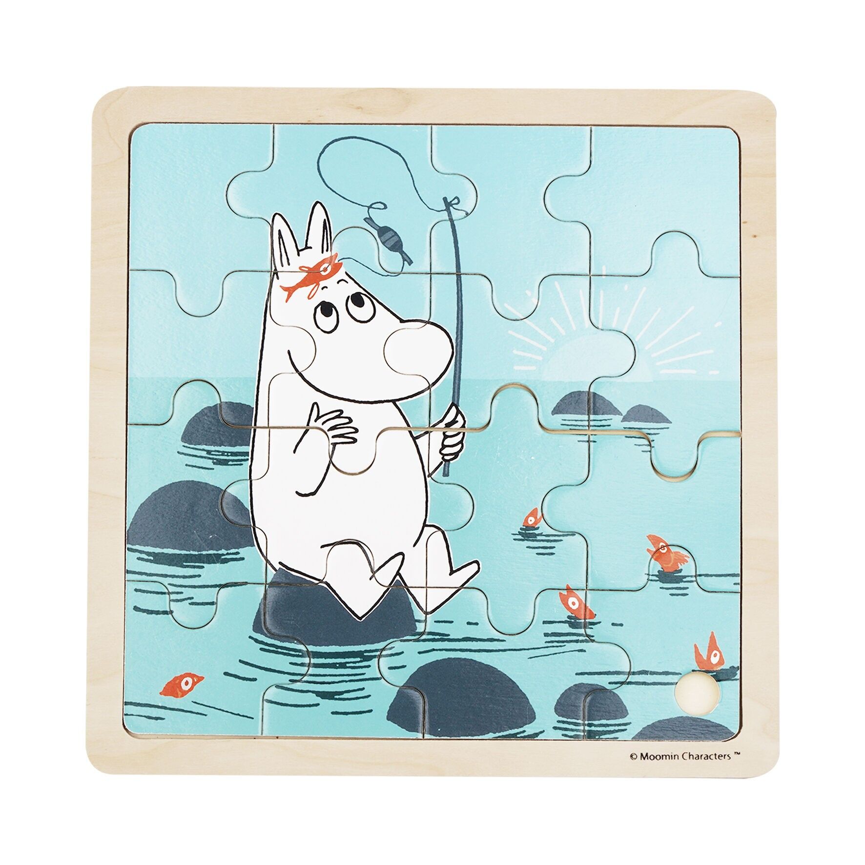 Mumin - Quadratisches Holzpuzzle - Angeln