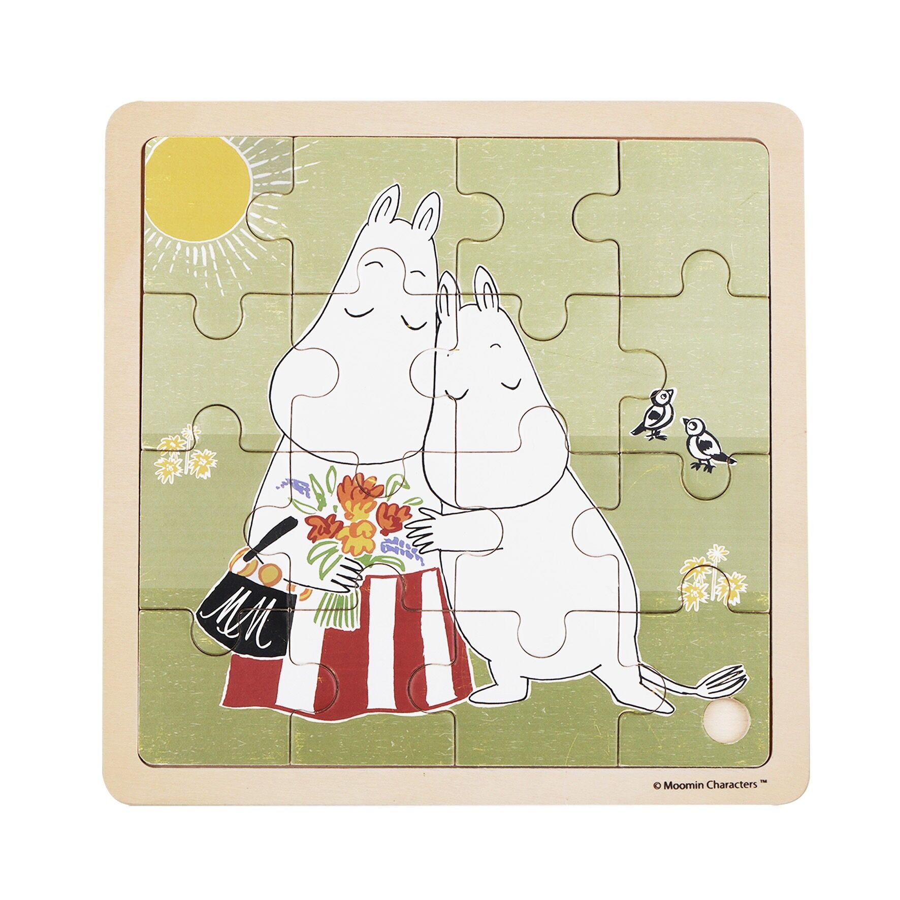 Mumin - Quadratisches Holzpuzzle - Umarmungen