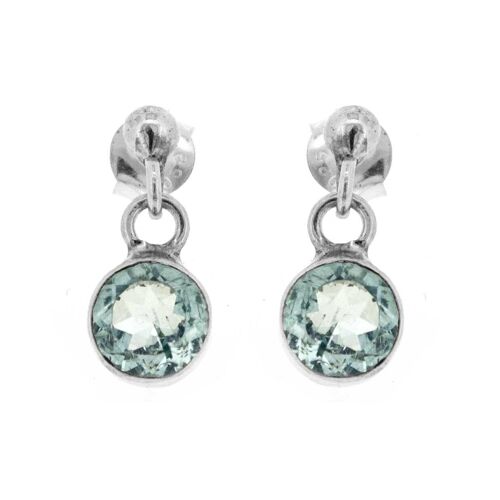 Blue Topaz Stud Drop Earrings with and Presentation Box