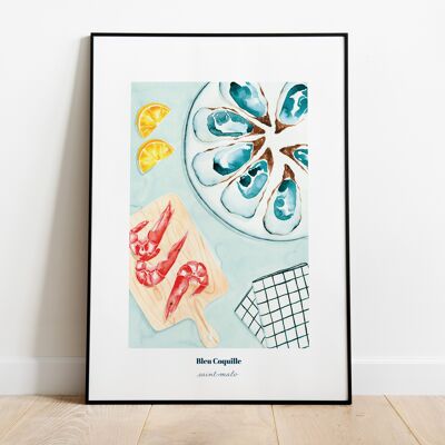 Poster decorativo di cancelleria - 30 x 40 cm - Il piatto di frutti di mare