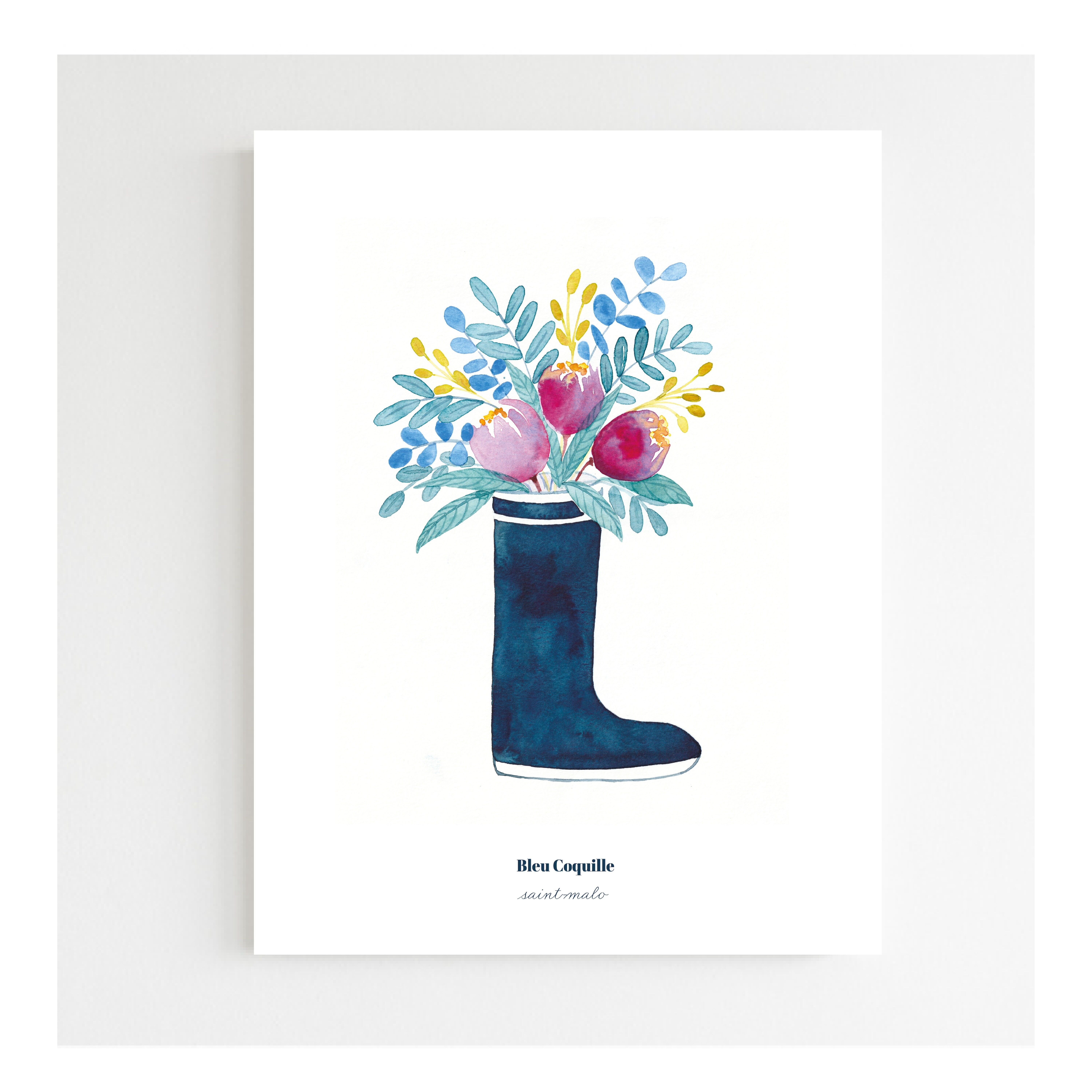 Poster decorativo di cancelleria - 14,8 x 21 cm - Lo stivale poetico e i fiori 🌸