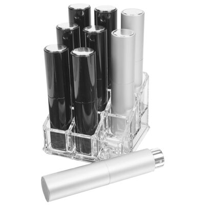 Display with 9 pocket atomizers for 10 ml with twist-in atomizer head