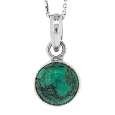 Round Turquoise Pendant with 18" Trace Chain and Presentation Box