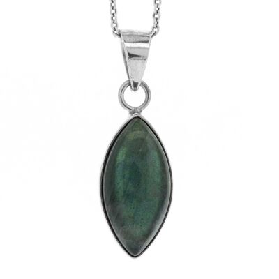 Pendentif marquise labradorite avec chaîne trace de 18 po et boîte de présentation