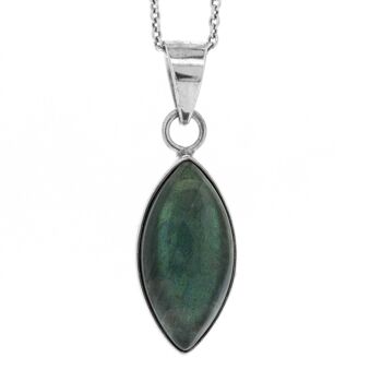 Pendentif marquise labradorite avec chaîne trace de 18 po et boîte de présentation 1