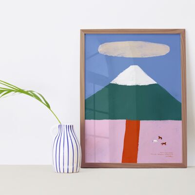 25 Wandposter "Mount Fuji", Format A4/A3, minimalistisch und farbenfroh illustriert