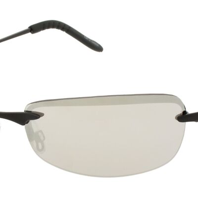 Sunglasses - CLIENT - Sportive Rimless Sunglasses in Matt Black with Silver Mirrored lens