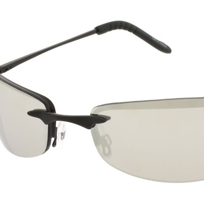 Sunglasses - CLIENT - Sportive Rimless Sunglasses in Matt Black with Silver Mirrored lens