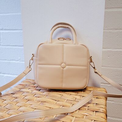 Nuevo bolso de mano verde pequeño para mujer, bolso de hombro, bandolera, bolso de moda, correa larga, Beige